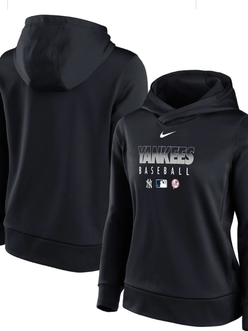 NY Yankees Black Women's Authentic Collection Fleece Pullover Hoodie by Nike